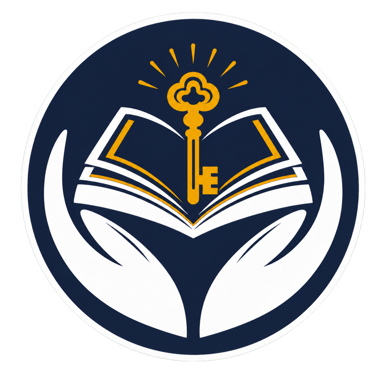 Логотип IMKONIYAT: открытая книга, ключ и ладони